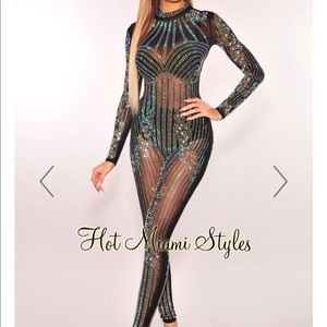 Small Black Sheer Iridescent Jumpsuit